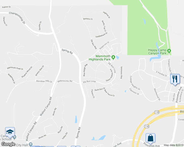 map of restaurants, bars, coffee shops, grocery stores, and more near 6852 Hazel Top Court in Moorpark
