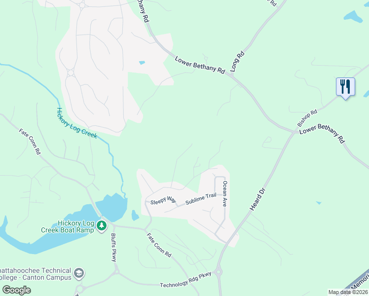 map of restaurants, bars, coffee shops, grocery stores, and more near 433 Orchid Lane in Canton