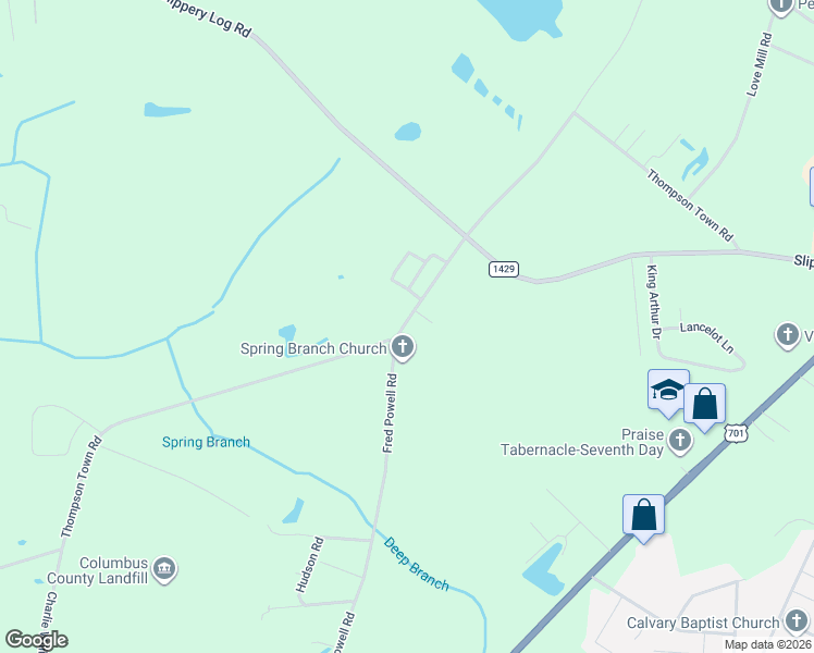 map of restaurants, bars, coffee shops, grocery stores, and more near 1310 Fred Powell Road in Whiteville