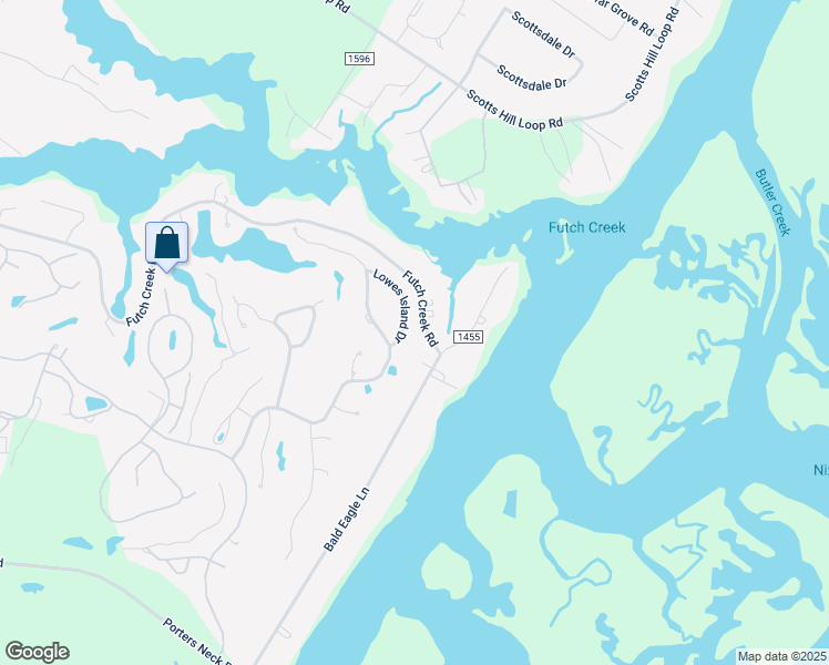 map of restaurants, bars, coffee shops, grocery stores, and more near 8708 Lowes Island Drive in Wilmington