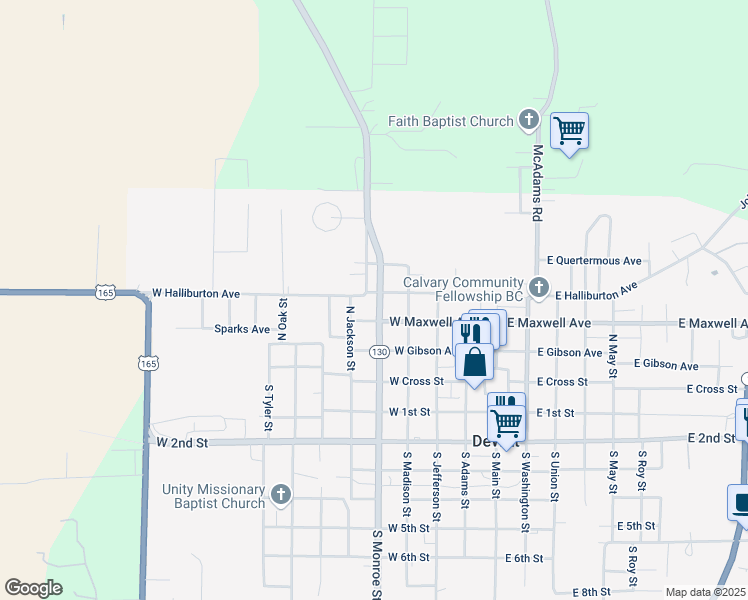map of restaurants, bars, coffee shops, grocery stores, and more near 520 West Maxwell Avenue in DeWitt