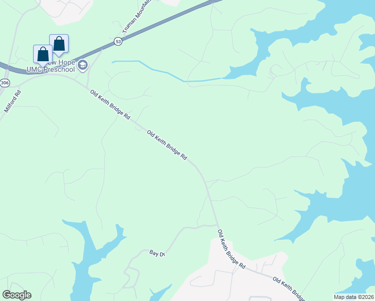 map of restaurants, bars, coffee shops, grocery stores, and more near 8205 Old Keith Bridge Road in Gainesville