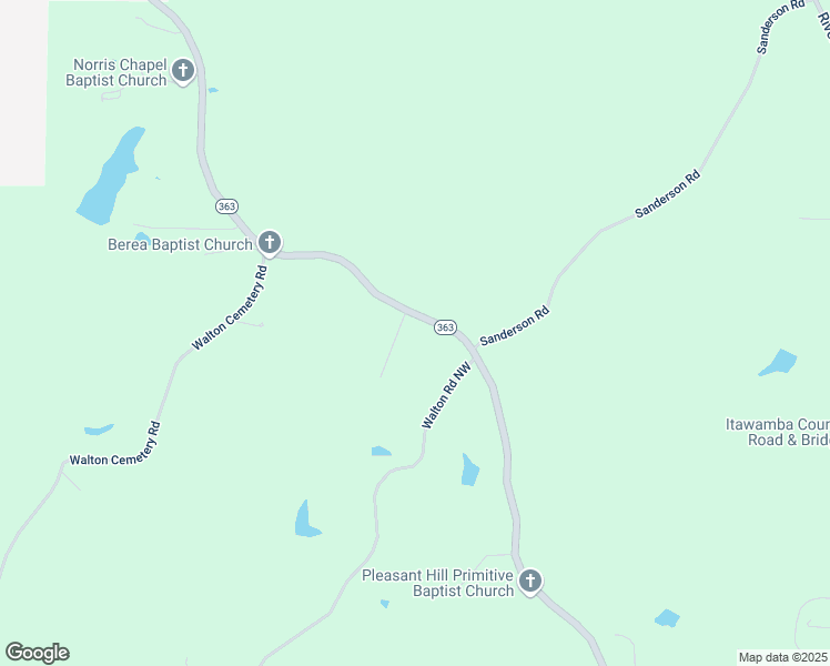 map of restaurants, bars, coffee shops, grocery stores, and more near 3543 Highway 363 in Mantachie