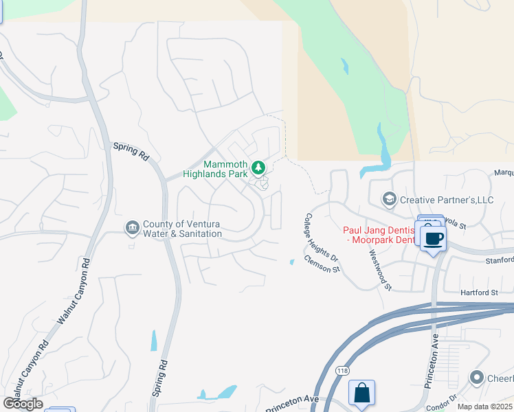 map of restaurants, bars, coffee shops, grocery stores, and more near 14030 Eaton Hollow Avenue in Moorpark