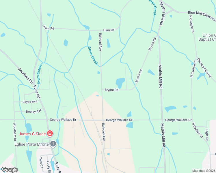 map of restaurants, bars, coffee shops, grocery stores, and more near 51 Bryant Road in Albertville