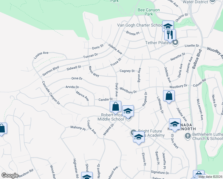 map of restaurants, bars, coffee shops, grocery stores, and more near 12536 Fraser Avenue in Los Angeles