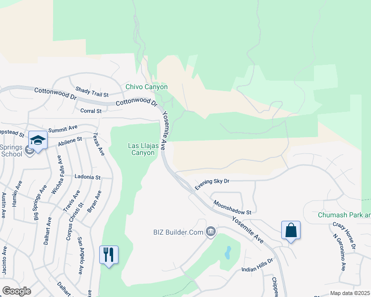 map of restaurants, bars, coffee shops, grocery stores, and more near Verdemont Circle in Simi Valley