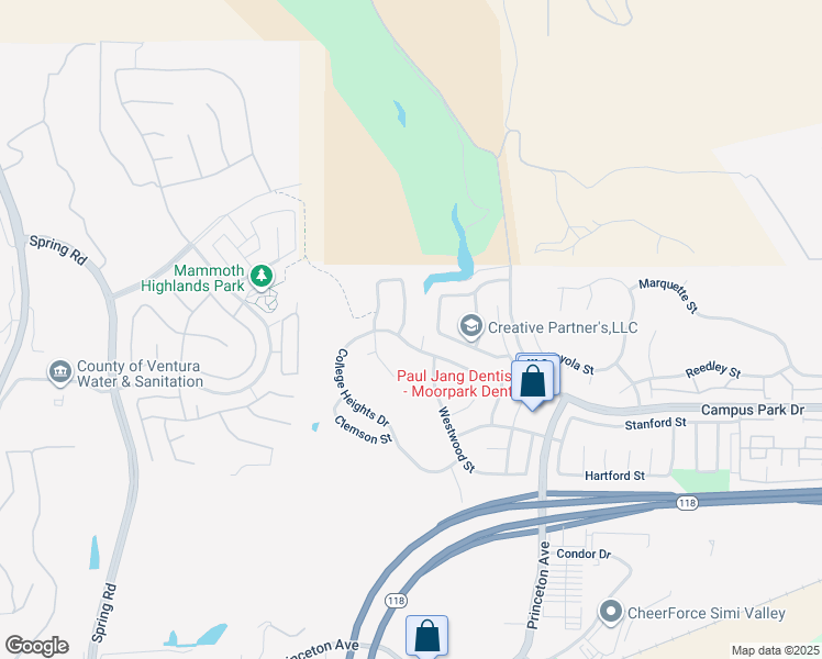 map of restaurants, bars, coffee shops, grocery stores, and more near 6930 Hastings Street in Moorpark