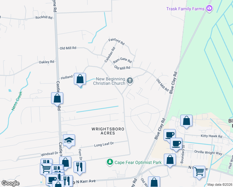 map of restaurants, bars, coffee shops, grocery stores, and more near 53 Holland Dr in Castle Hayne