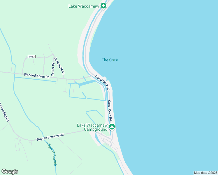 map of restaurants, bars, coffee shops, grocery stores, and more near 2608 Canal Cove Road in Lake Waccamaw
