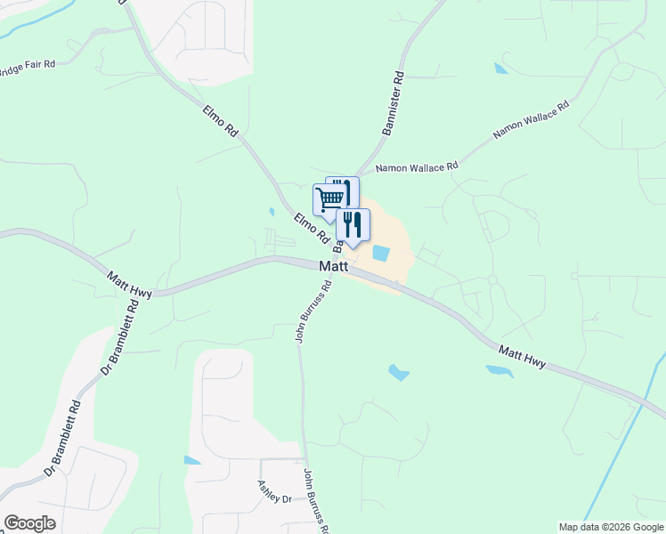 map of restaurants, bars, coffee shops, grocery stores, and more near 5509 Bannister Road in Cumming