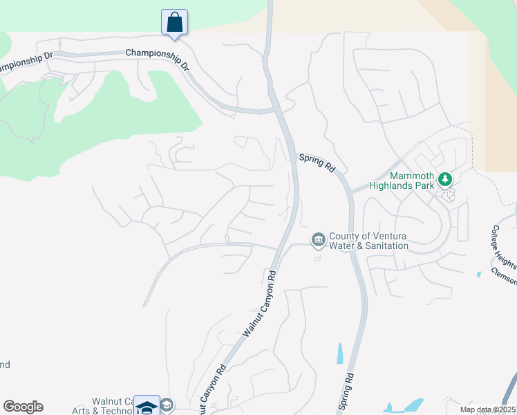 map of restaurants, bars, coffee shops, grocery stores, and more near 13190 Red Bird Court in Moorpark