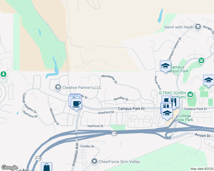 map of restaurants, bars, coffee shops, grocery stores, and more near 6899 Chapman Place in Moorpark