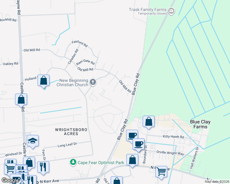 map of restaurants, bars, coffee shops, grocery stores, and more near 3200 Galway Road in Castle Hayne