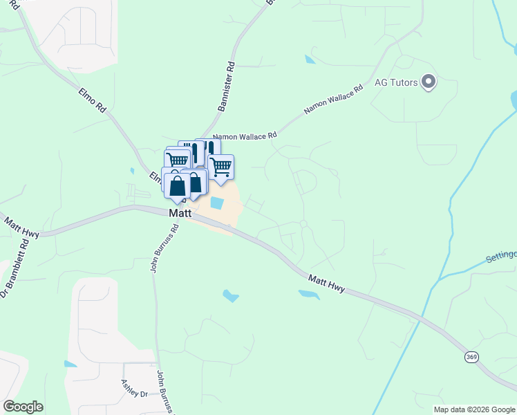 map of restaurants, bars, coffee shops, grocery stores, and more near 5270 Matt Highway in Cumming