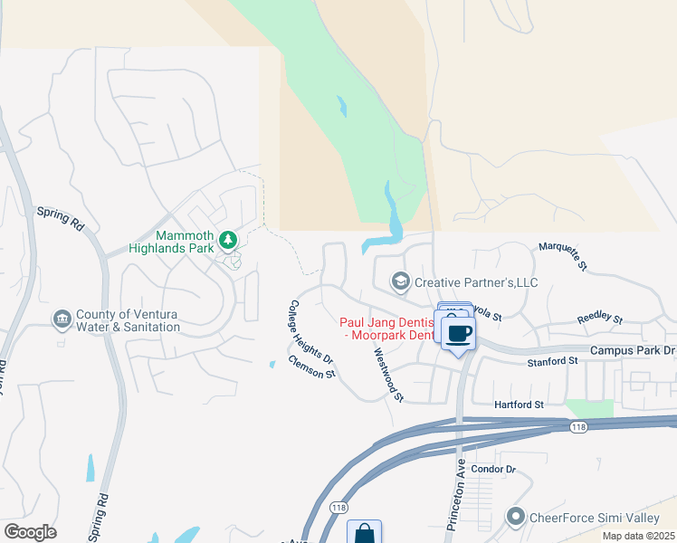 map of restaurants, bars, coffee shops, grocery stores, and more near 6930 Hastings Street in Moorpark