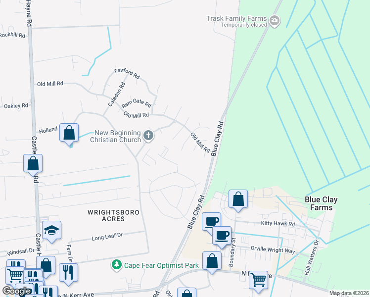 map of restaurants, bars, coffee shops, grocery stores, and more near 3200 Galway Road in Castle Hayne