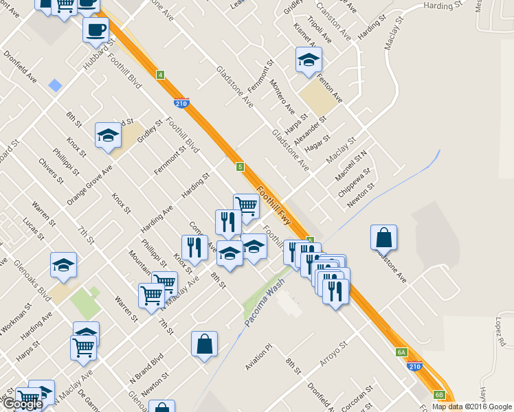 map of restaurants, bars, coffee shops, grocery stores, and more near in Los Angeles