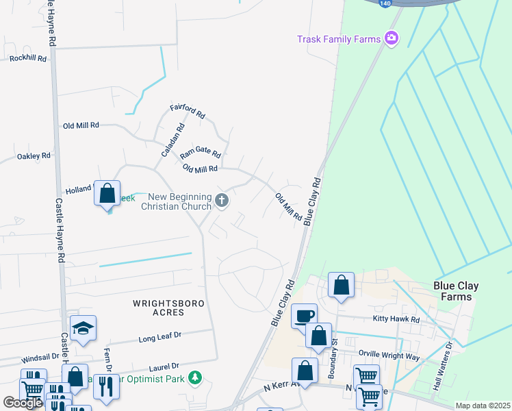 map of restaurants, bars, coffee shops, grocery stores, and more near 3206 South Woolwitch Court in Castle Hayne