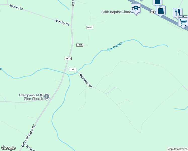 map of restaurants, bars, coffee shops, grocery stores, and more near 159 Big Branch Road in Delco