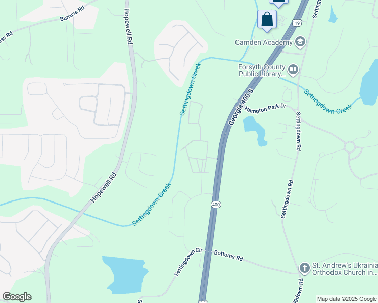 map of restaurants, bars, coffee shops, grocery stores, and more near 5110 Hopewell Road in Cumming