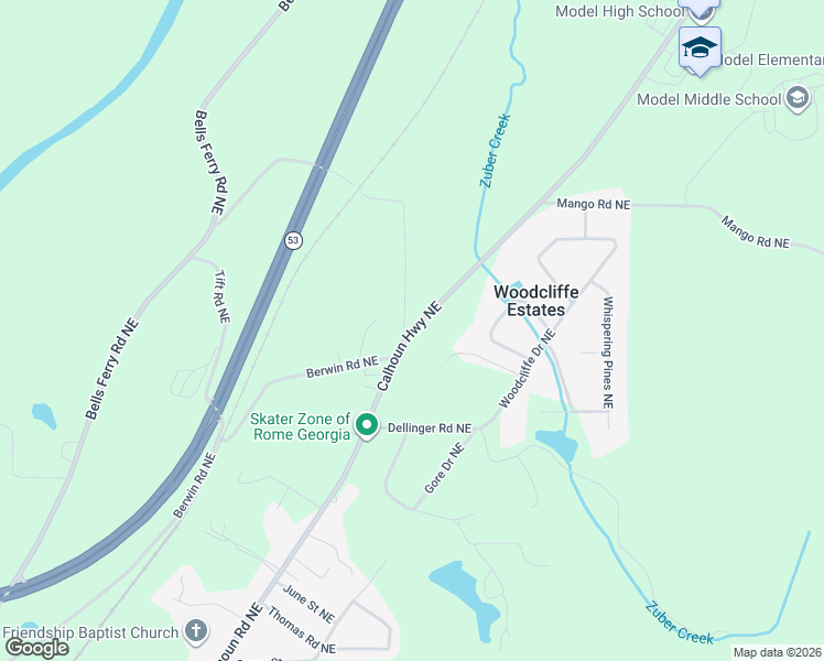 map of restaurants, bars, coffee shops, grocery stores, and more near 14 Willow Road Northeast in Rome