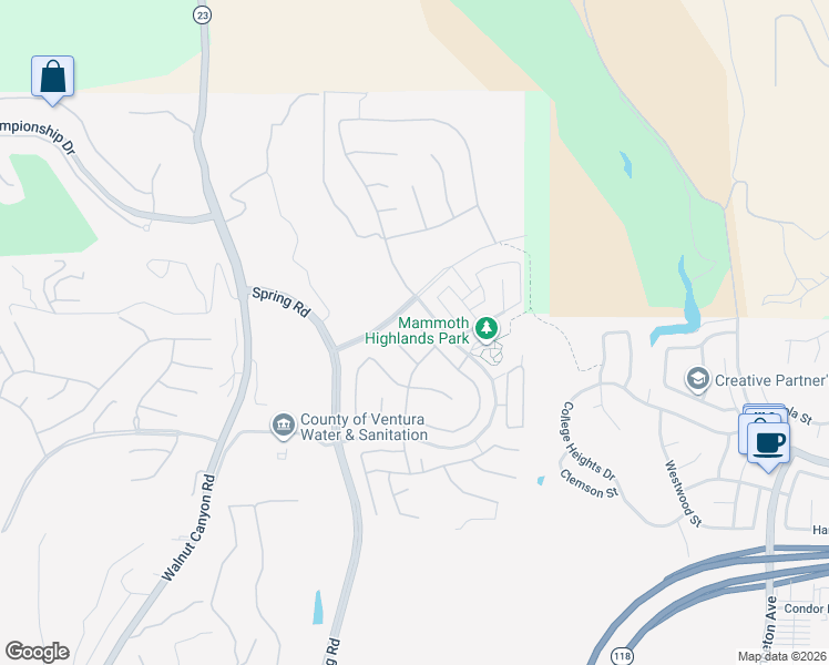 map of restaurants, bars, coffee shops, grocery stores, and more near 14124 Eaton Hollow Court in Moorpark