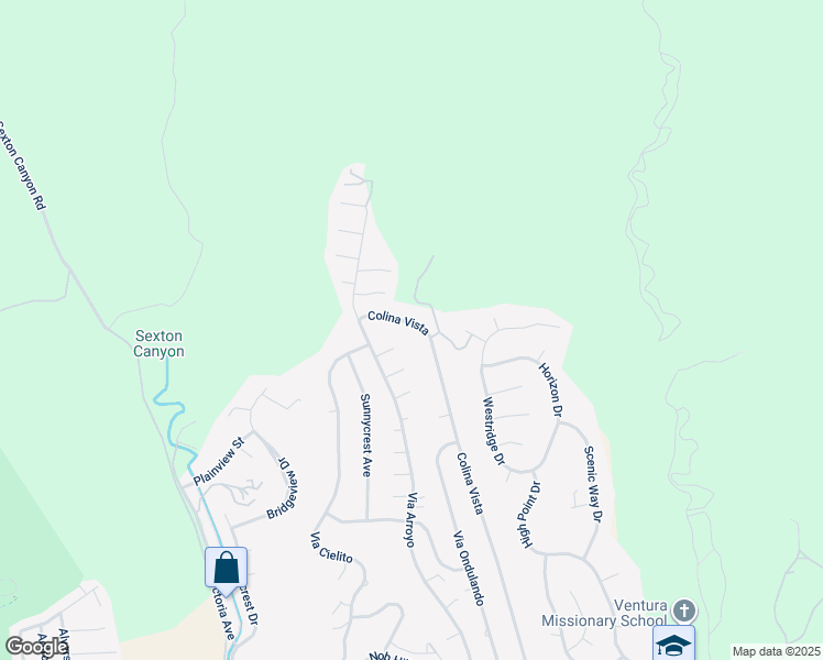 map of restaurants, bars, coffee shops, grocery stores, and more near 1221 Colina Vista in Ventura