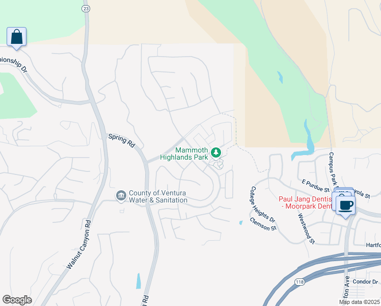 map of restaurants, bars, coffee shops, grocery stores, and more near 14124 Eaton Hollow Court in Moorpark