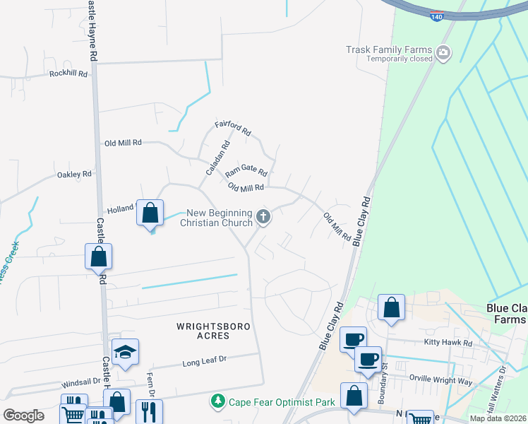 map of restaurants, bars, coffee shops, grocery stores, and more near 604 Carver Ct in Castle Hayne