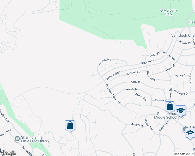 map of restaurants, bars, coffee shops, grocery stores, and more near 17907 Tuscan Court in Los Angeles