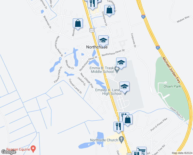 map of restaurants, bars, coffee shops, grocery stores, and more near 4312 Watson Drive in Wilmington