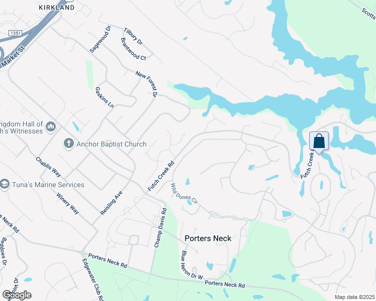 map of restaurants, bars, coffee shops, grocery stores, and more near 929 Wild Dunes Circle in Wilmington
