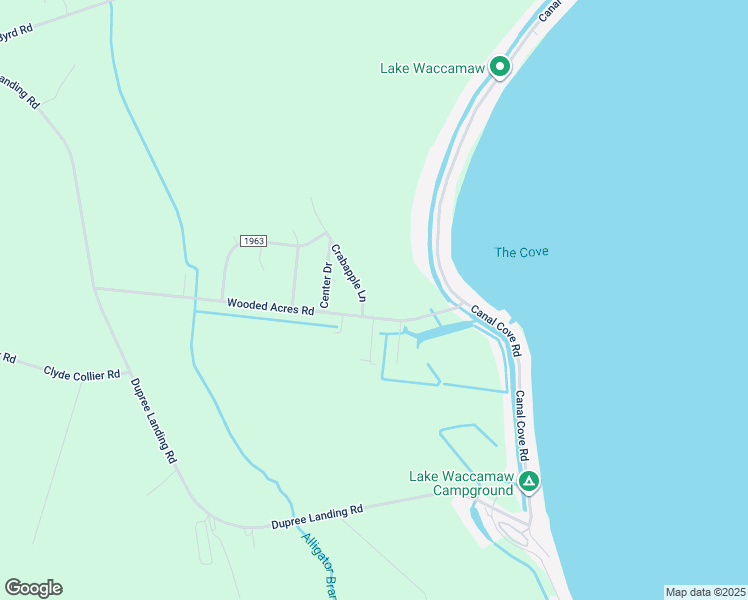 map of restaurants, bars, coffee shops, grocery stores, and more near 36 Crabapple Lane in Lake Waccamaw