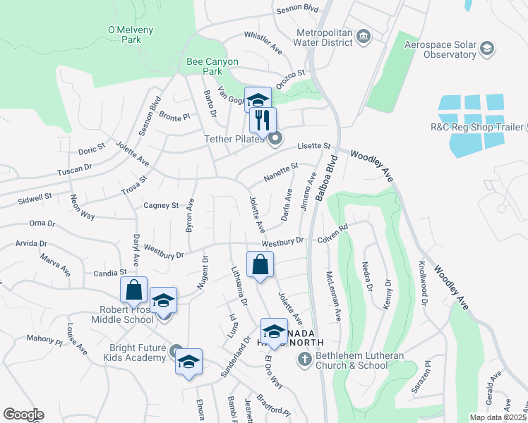map of restaurants, bars, coffee shops, grocery stores, and more near 12635 Dorina Place in Los Angeles