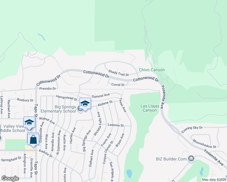 map of restaurants, bars, coffee shops, grocery stores, and more near 4869 Summit Avenue in Simi Valley