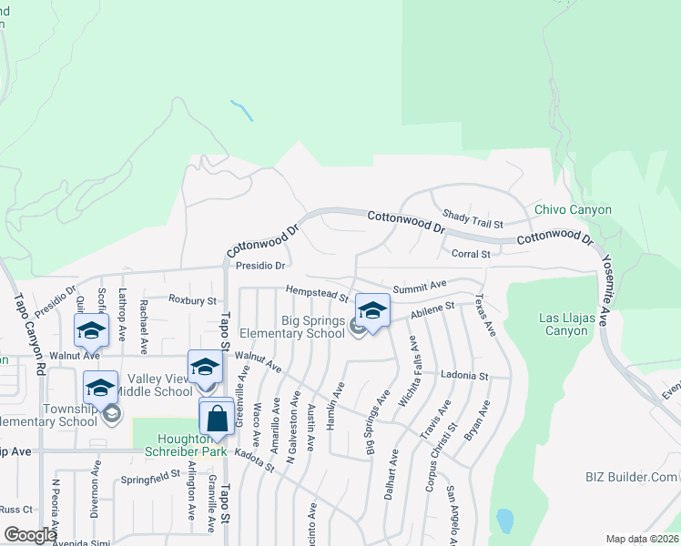 map of restaurants, bars, coffee shops, grocery stores, and more near 4691 Summit Avenue in Simi Valley