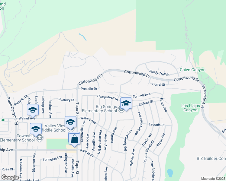 map of restaurants, bars, coffee shops, grocery stores, and more near 4679 Summit Avenue in Simi Valley