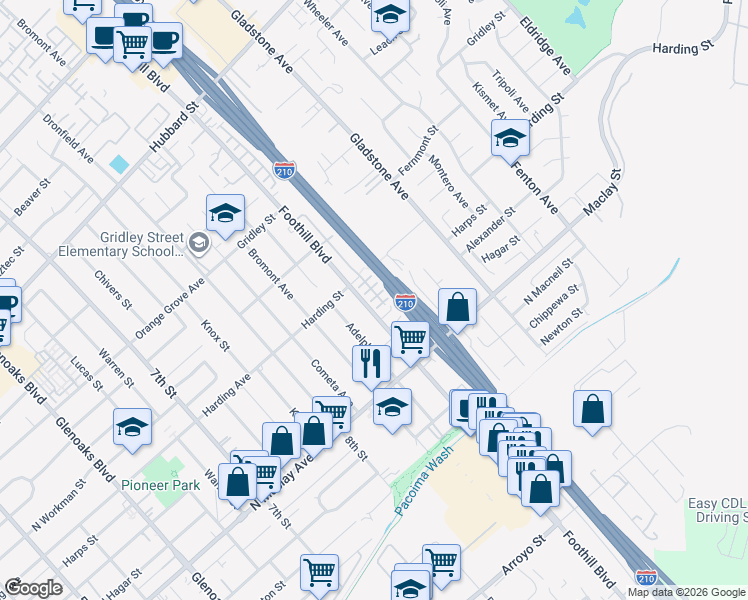 map of restaurants, bars, coffee shops, grocery stores, and more near 13238 Klein Court in Los Angeles