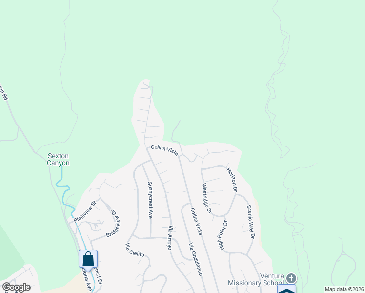 map of restaurants, bars, coffee shops, grocery stores, and more near 1184 Colina Vista in Ventura