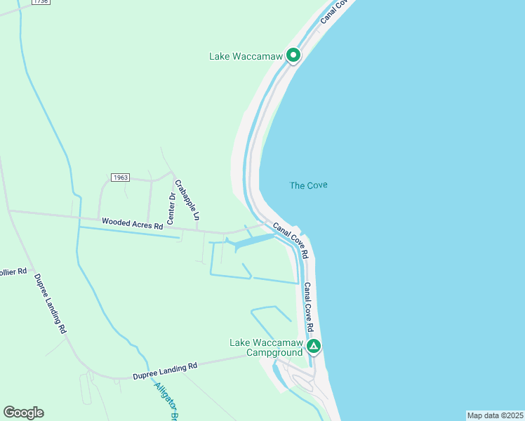 map of restaurants, bars, coffee shops, grocery stores, and more near 2402 Canal Cove Road in Lake Waccamaw