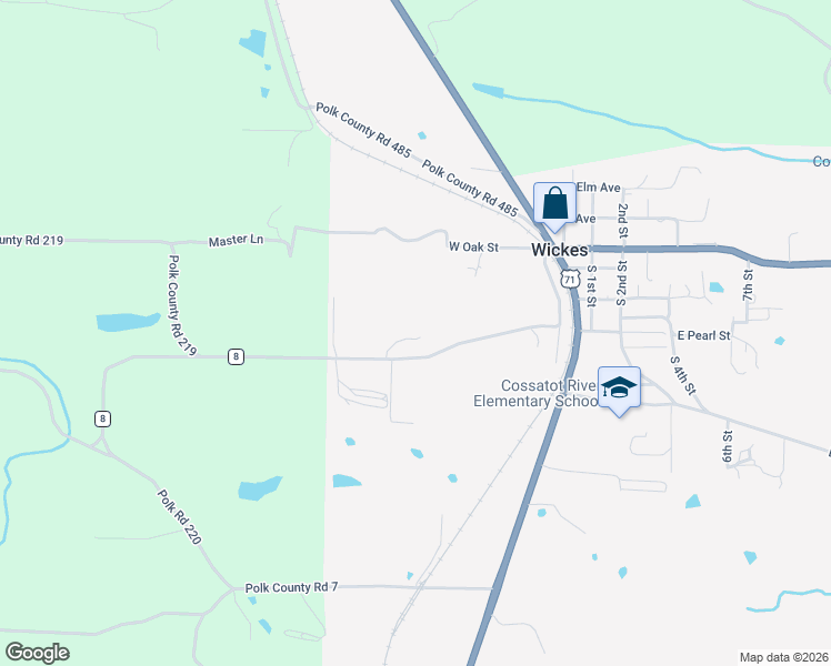 map of restaurants, bars, coffee shops, grocery stores, and more near 198 Polk County Road 8 in Wickes