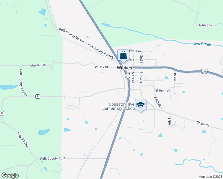 map of restaurants, bars, coffee shops, grocery stores, and more near 158 Oak Grove Road in Wickes