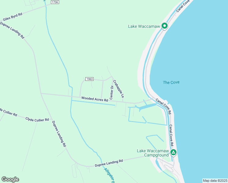 map of restaurants, bars, coffee shops, grocery stores, and more near 118 Center Drive in Lake Waccamaw