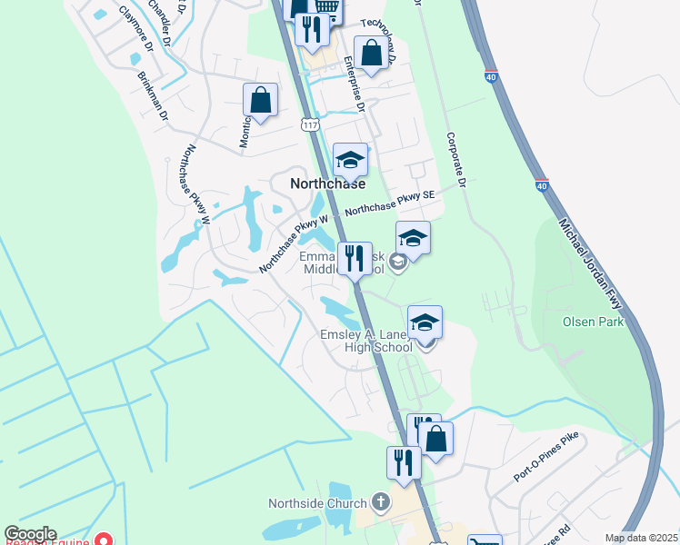 map of restaurants, bars, coffee shops, grocery stores, and more near 2906 New Town Drive in Wilmington