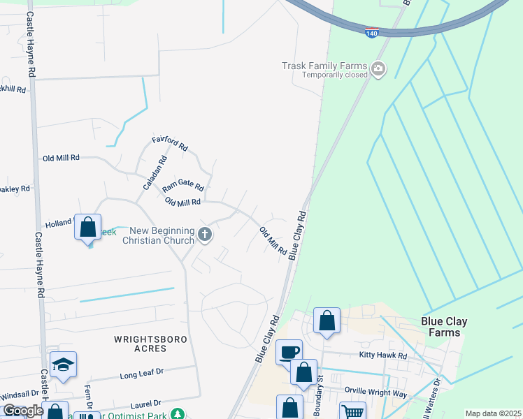 map of restaurants, bars, coffee shops, grocery stores, and more near 3304 North Woolwitch Court in Castle Hayne