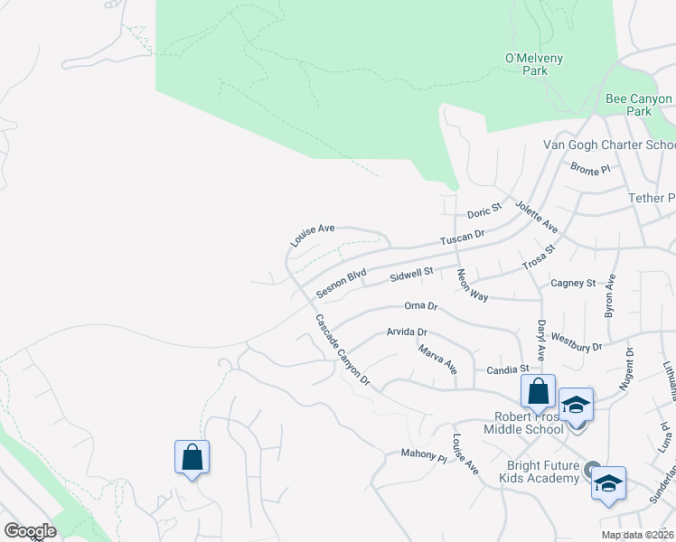 map of restaurants, bars, coffee shops, grocery stores, and more near 17816 Tuscan Drive in Los Angeles