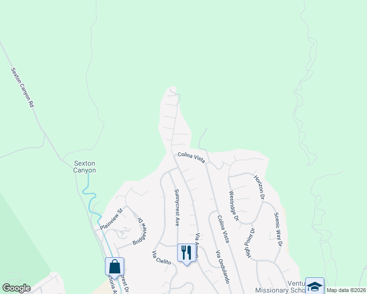 map of restaurants, bars, coffee shops, grocery stores, and more near 246 Channel Heights Court in Ventura