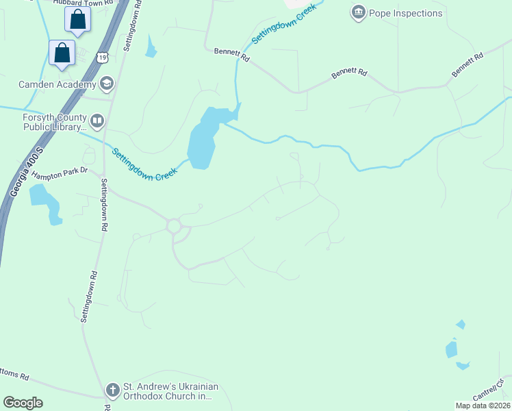 map of restaurants, bars, coffee shops, grocery stores, and more near 6410 Hampton Creek Drive in Cumming
