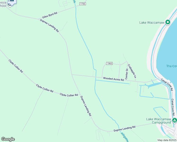 map of restaurants, bars, coffee shops, grocery stores, and more near 323 Wooded Acres Road in Lake Waccamaw